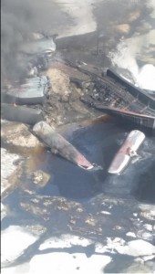 Photo: The oil spilled into the water in Gogama, after the CN train derailment. Supplied.