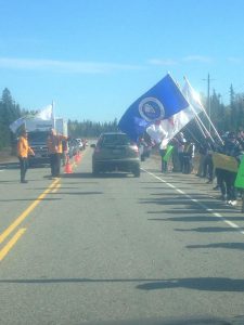 Photo: Some of the protesters on Highway 144 this weekend. Supplied by: Will Morin, Moose FM. 