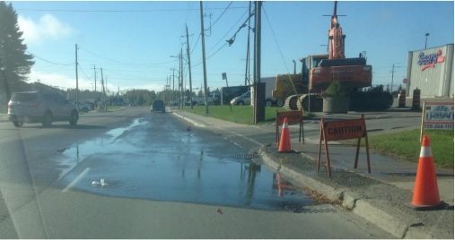 Leaky water valve at the Timmins Square not causing any damages