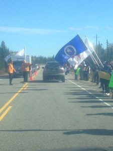 Photo: Some of the protesters on Highway 144 this weekend. Supplied by: Will Morin, Moose FM.