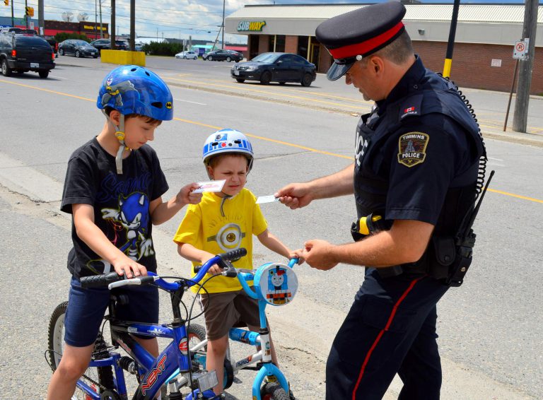 Timmins police kick off Helmets On bike safety program