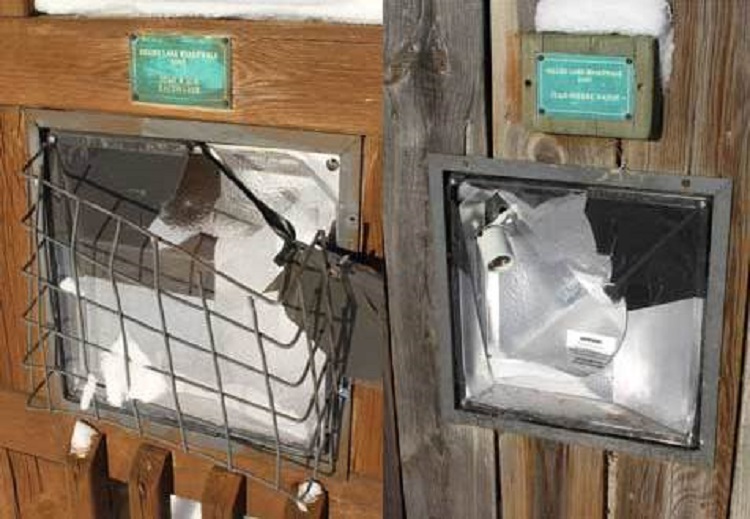 VANDALS BREAK LIGHTS ON GILLIES LAKE BOARDWALK