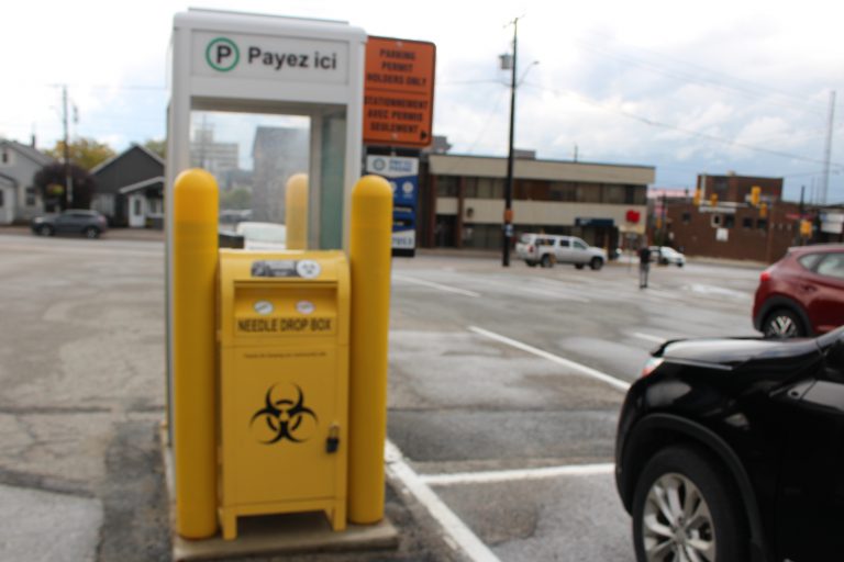New disposal bin downtown for used hypodermic needles